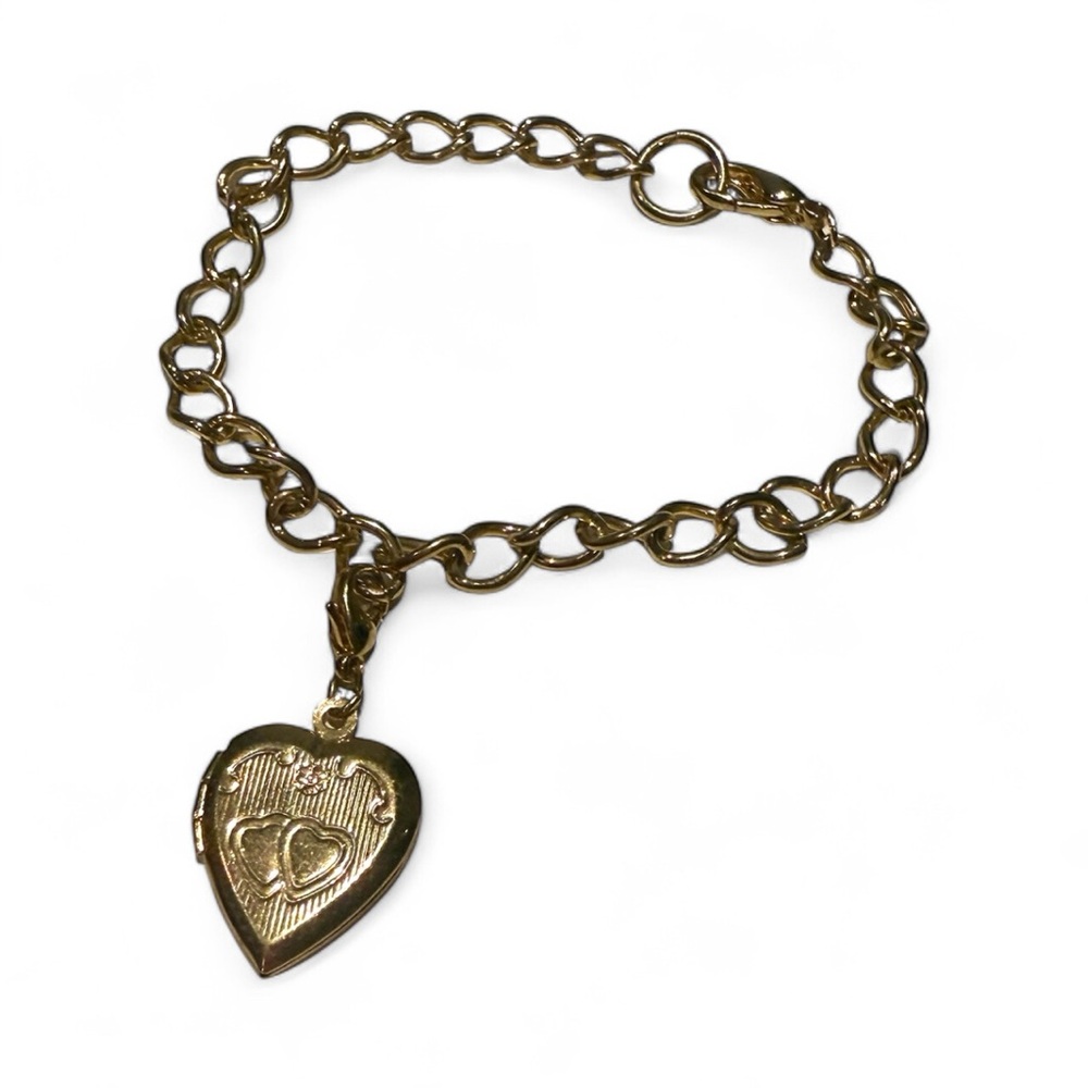 Vintage Gold Heart Locket Bracelet Chain – Romantic Coquette Jewelry Gift
